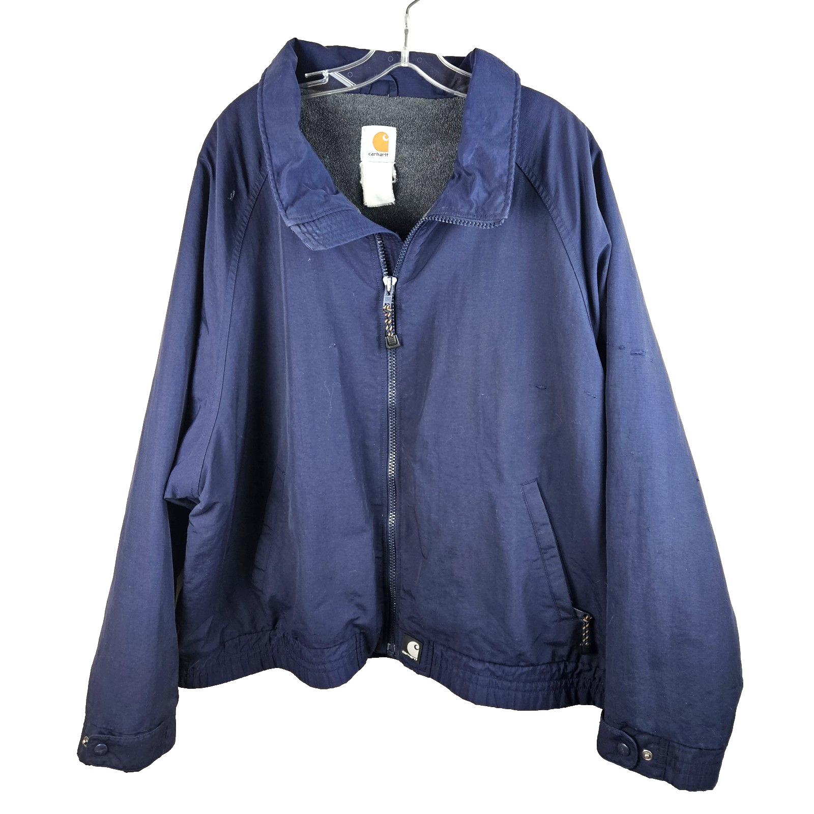 Vintage Carhartt Jacket Men’s 3xl Fleece Lined Bomber Dark Blue Fleece Lined J72